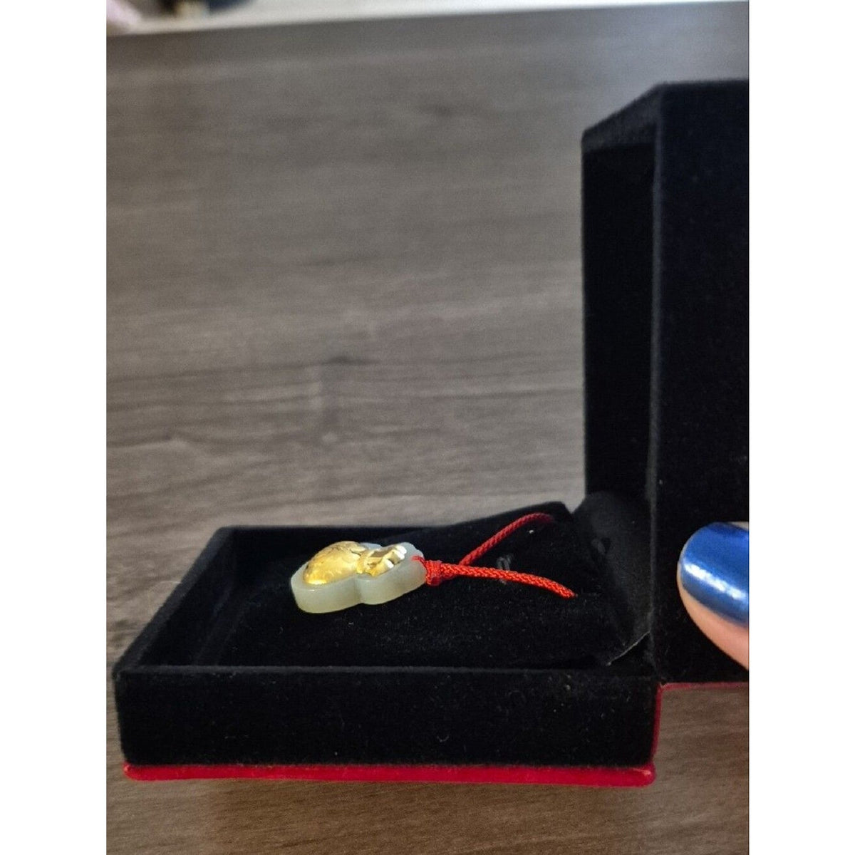 Good Luck Charm Gold Money Bag Hetian Jade Pendant Red Cord 16"