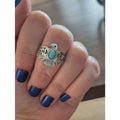 Turquoise Style Round Stone Center Eagle Western Ring - Sz 6.5