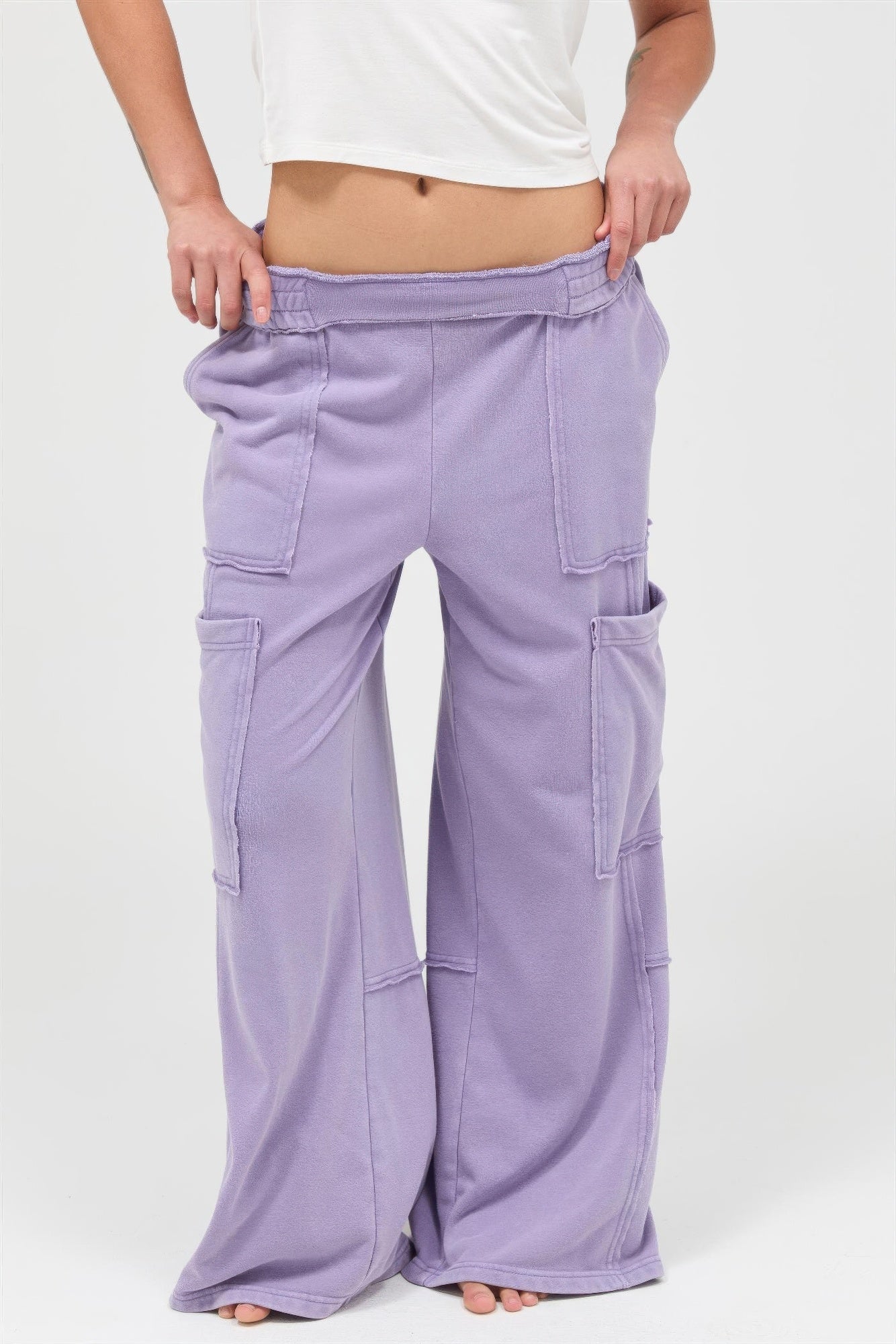 Raw Edge Baggy Lounge Pant with Cargo Pockets purple lavender 1