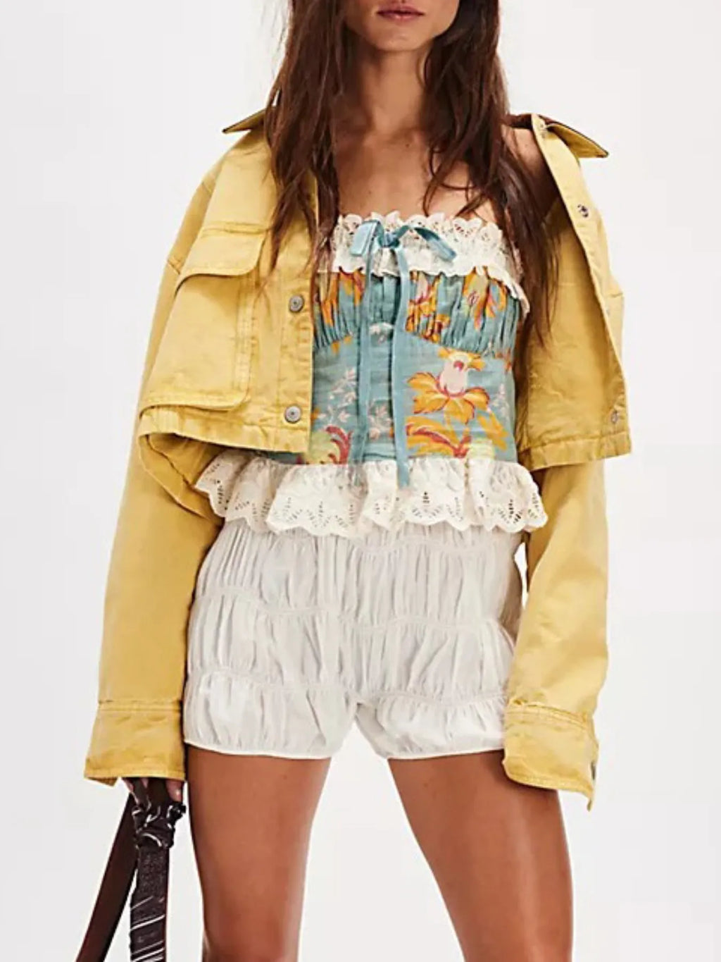 Floral Grunge Tube Top Blue Pink Yellow Princess Vibes 2026 -1