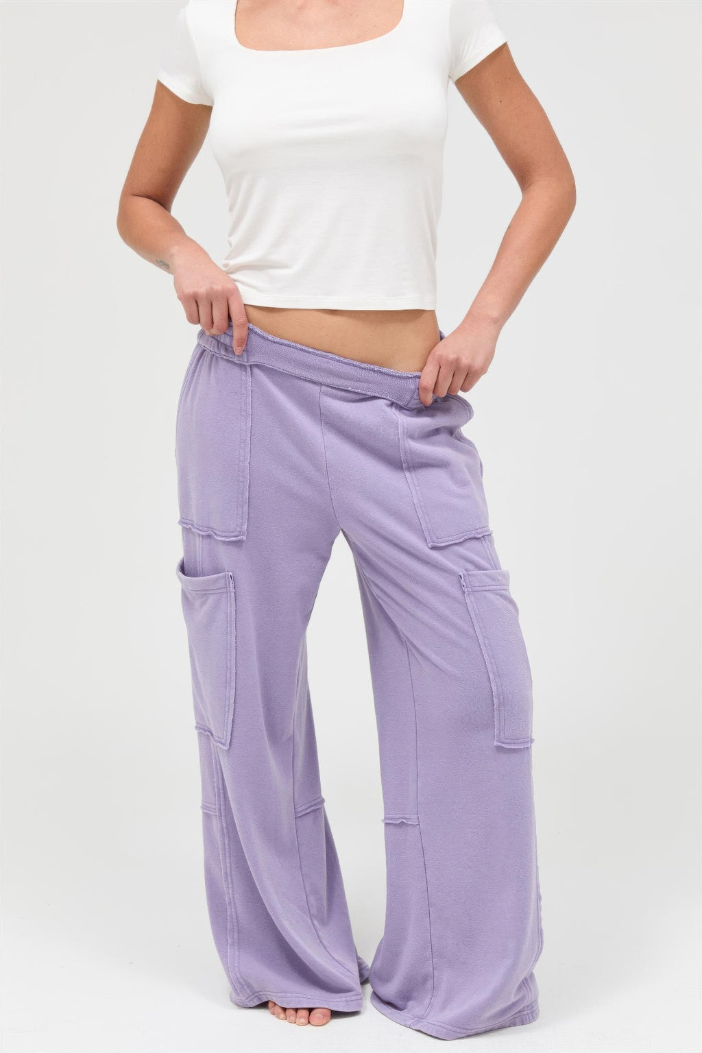 Raw Edge Baggy Lounge Pant with Cargo Pockets purple lavender 2