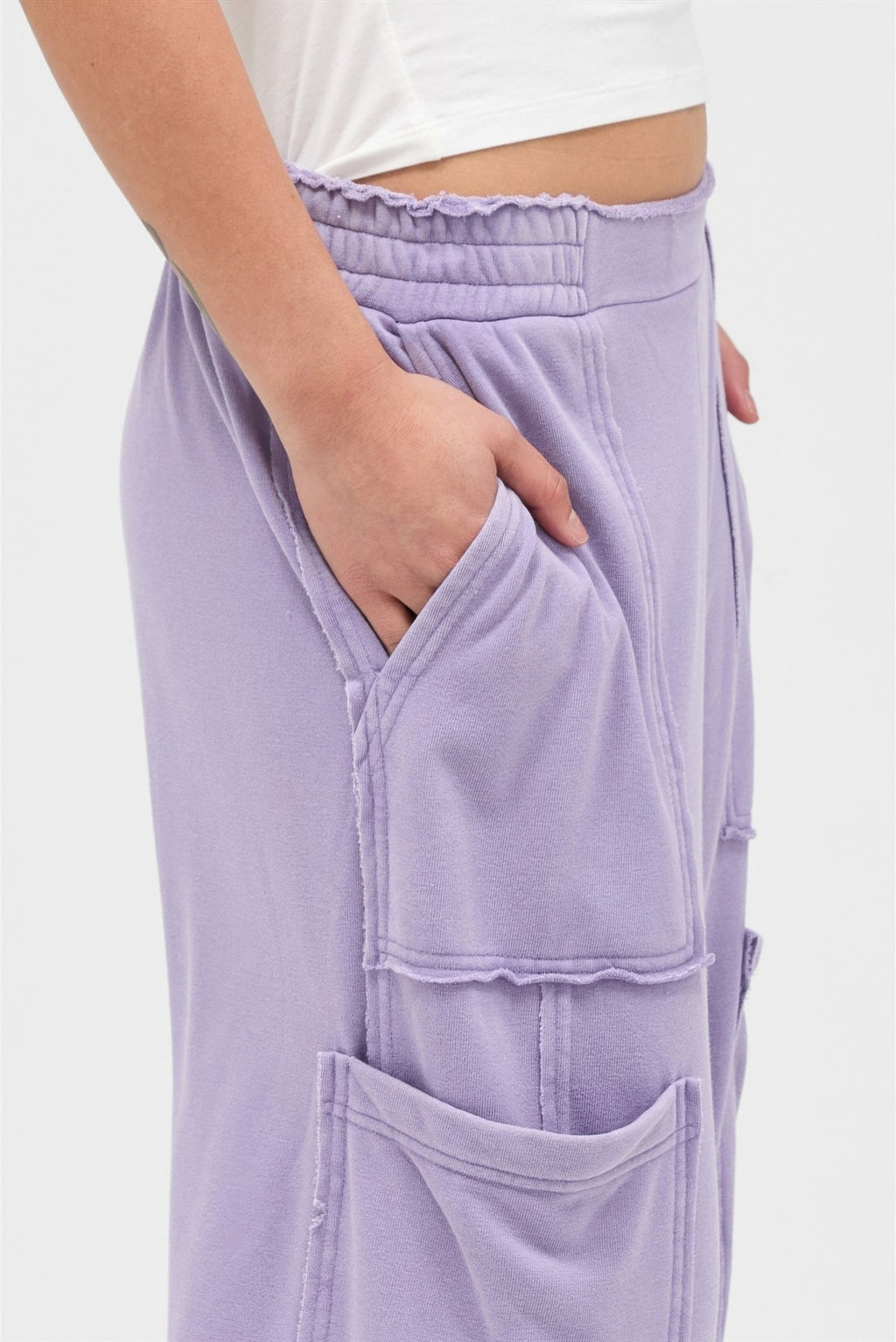 Raw Edge Baggy Lounge Pant with Cargo Pockets purple lavender 5