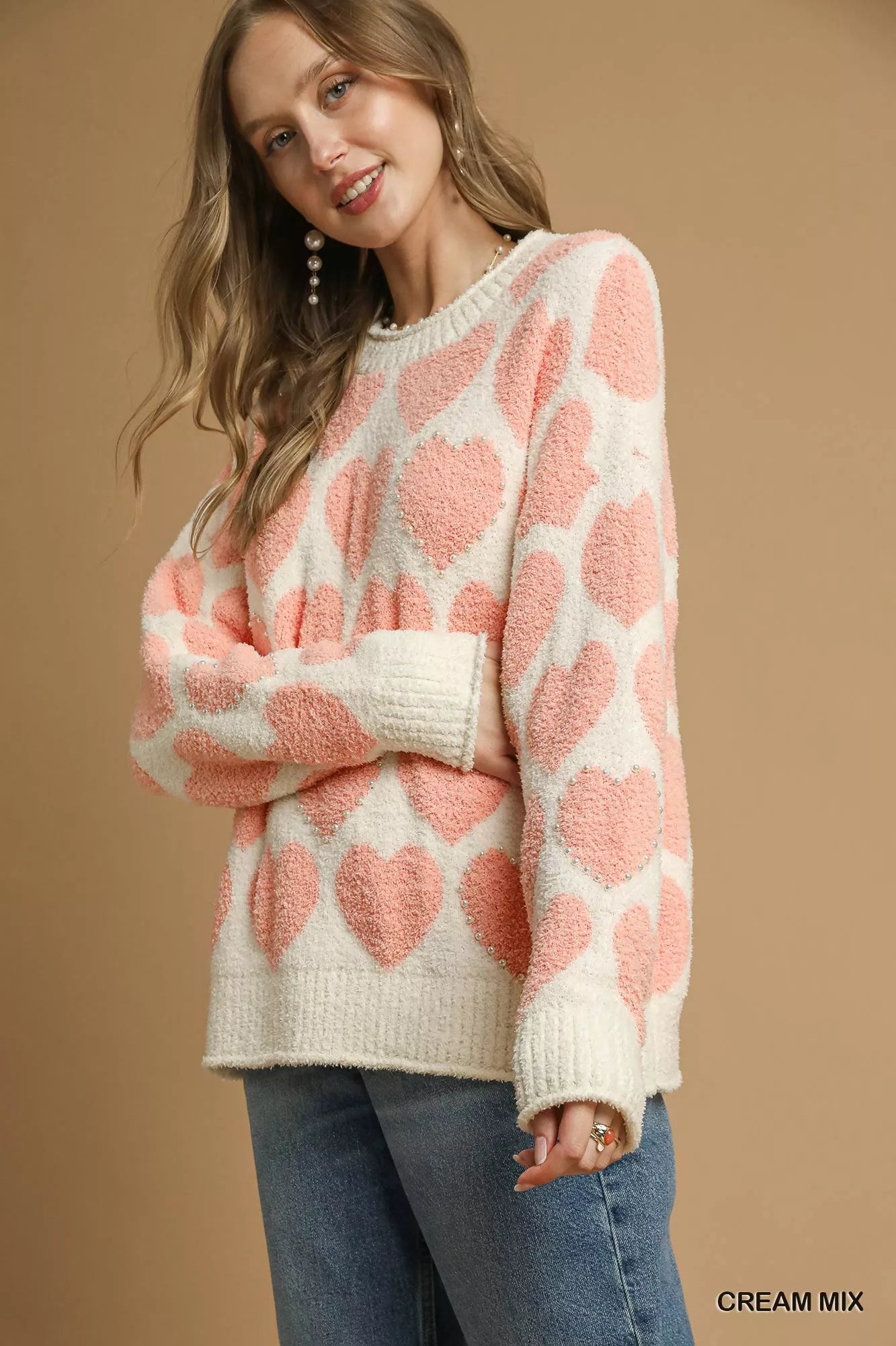 Umgee-cream-oversized-sweater-with-pink-heart-pattern-and-faux-pearl-accents-3