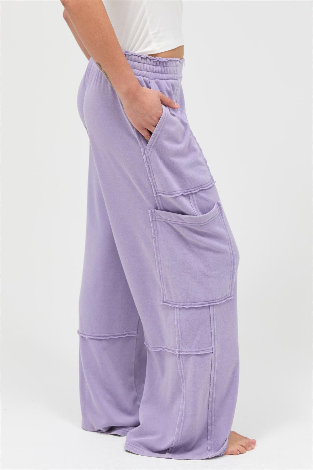 Raw Edge Baggy Lounge Pant with Cargo Pockets purple lavender 3