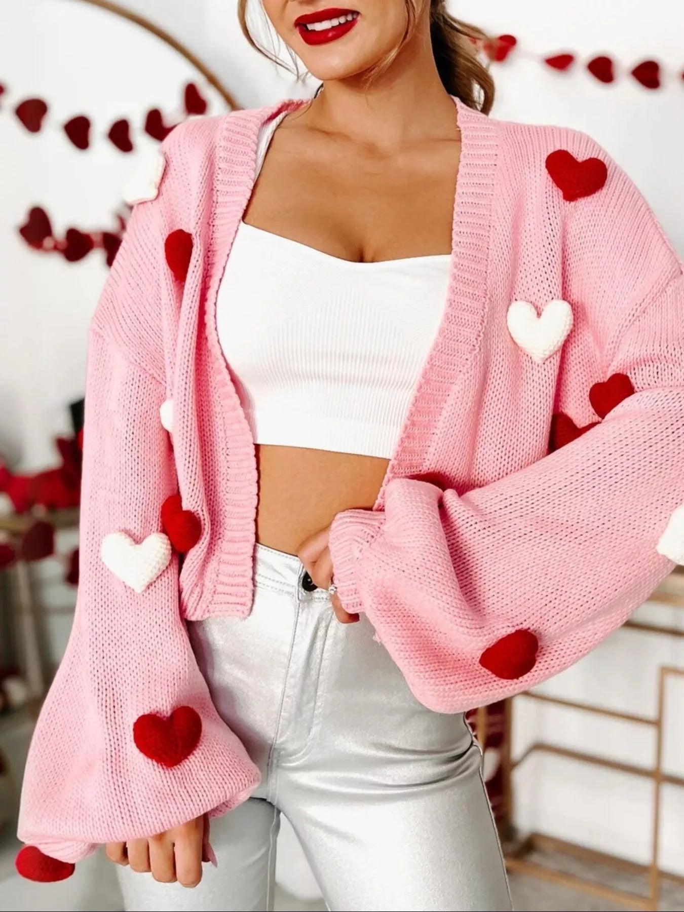 Womens-red-and-white-heart-print-open-front-cardigan-02