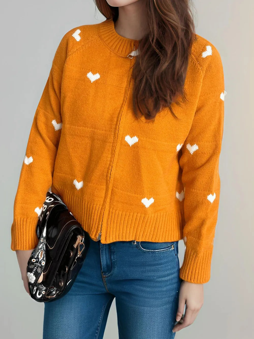heart-print-round-neck-zip-up-cardigan-sweater-jacket-orange_03
