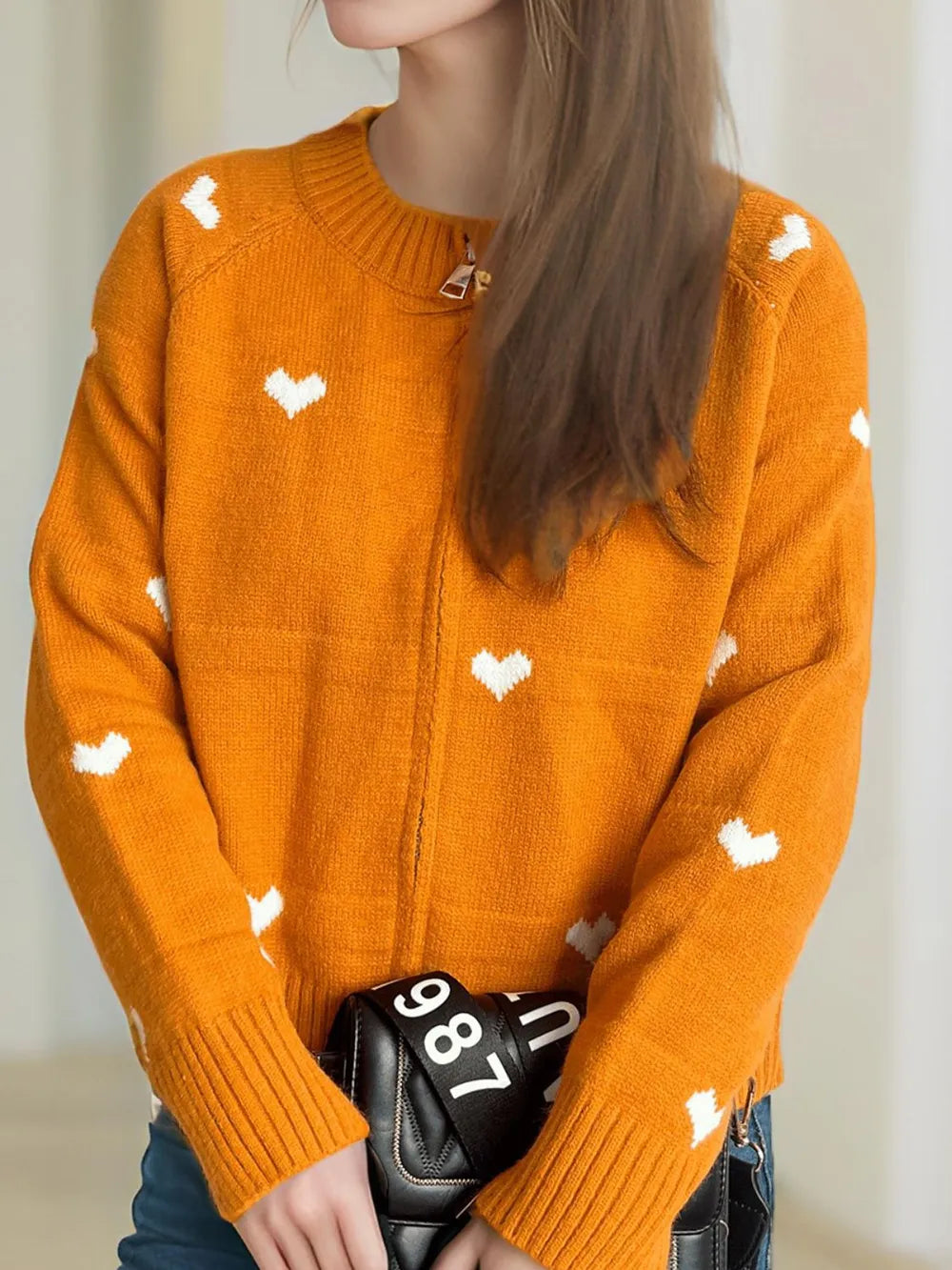heart-print-round-neck-zip-up-cardigan-sweater-jacket-orange_04