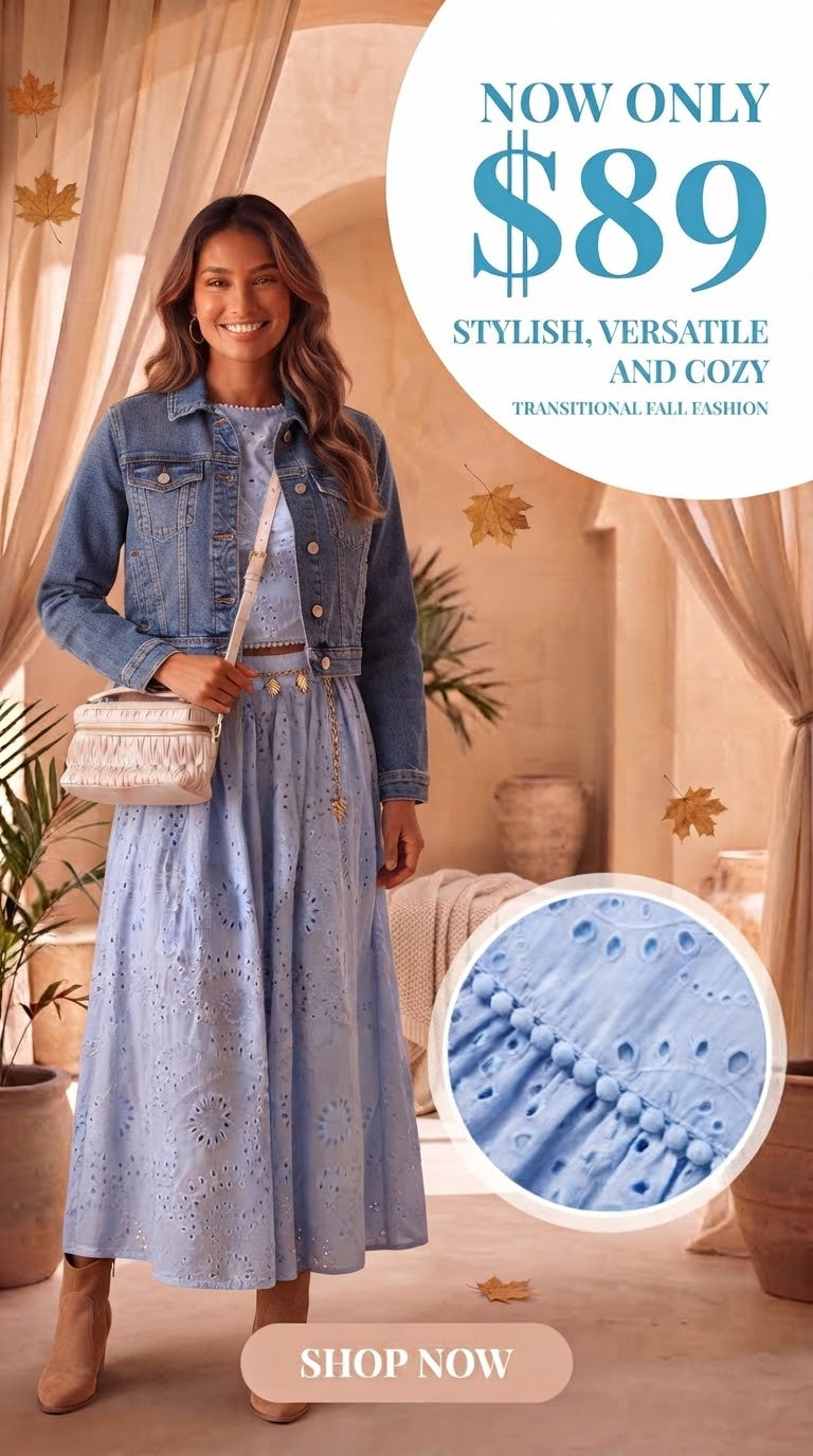 Eyelet Crop Top and Maxi Skirt Set
