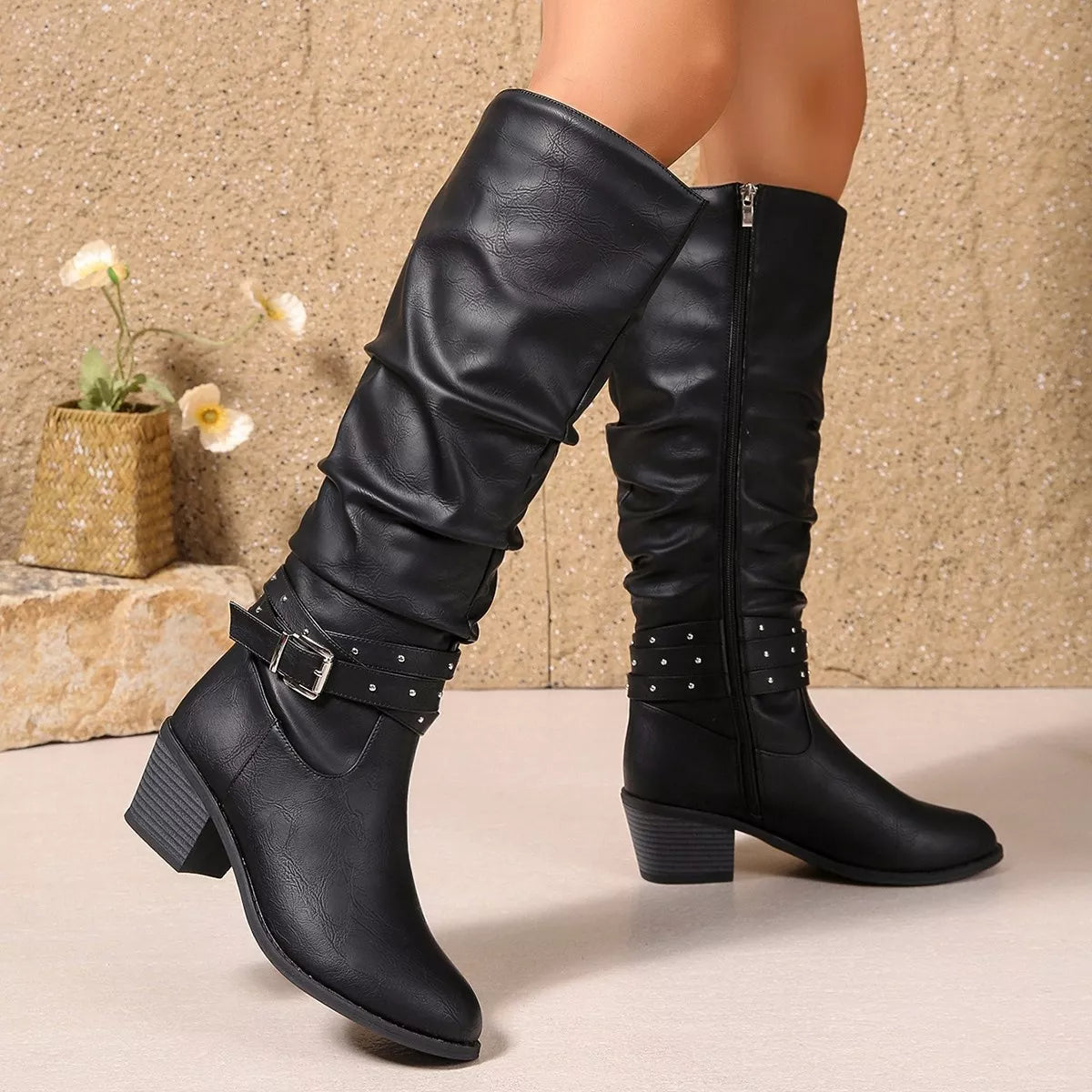 strappy_buckle_block_heel_mid_calf_boot_black_1