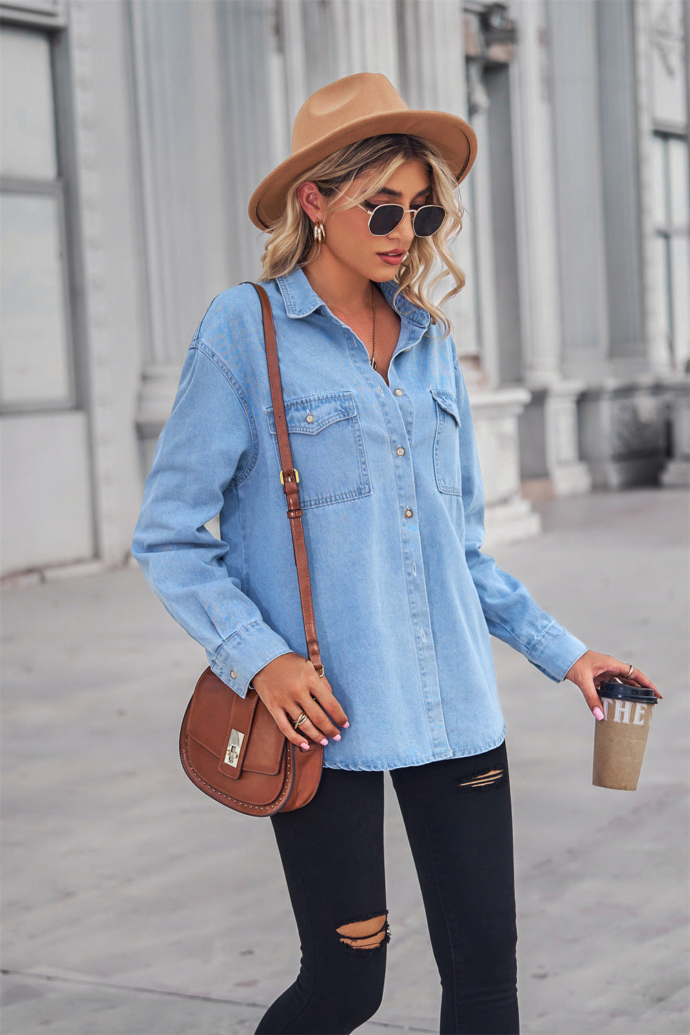 Womens Chambray Button Up Shirt | Fall Tops For Women