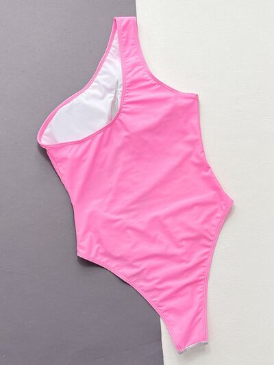 Contrast Silver Panel Mesh Colorblock One-Piece Swimsuit size S, M, L