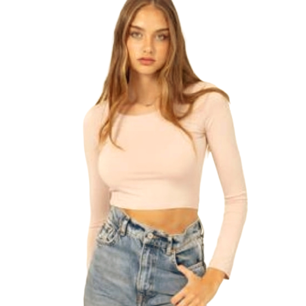 Your Fave Cropped Fitted Long Sleeve Street Tee sz S M L | Basic Tees