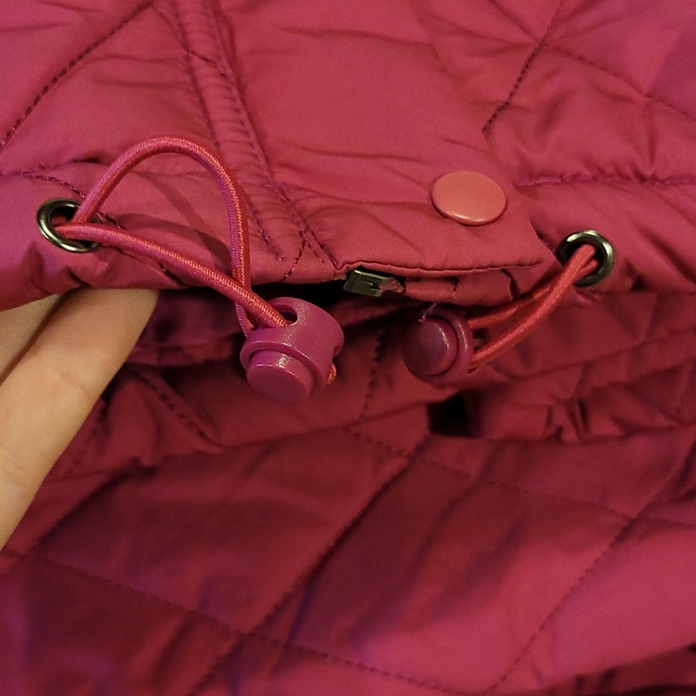 Detail on drawstring hem; hyfve pink puffer coat size small med large